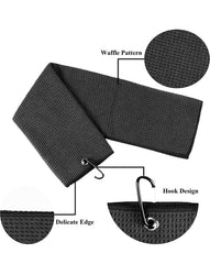 Mobilecaddy Tri-fold microfibre golf towel for golf bag with clip