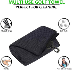 Mobilecaddy Tri-fold microfibre golf towel for golf bag with clip
