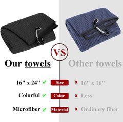 Mobilecaddy Tri-fold microfibre golf towel for golf bag with clip