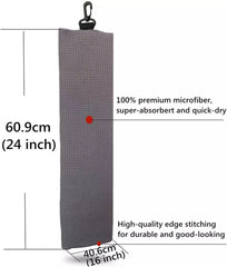 Mobilecaddy Tri-fold microfibre golf towel for golf bag with clip
