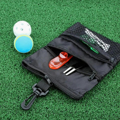 Pochette pour accessoires de golf - Fermeture à glissière multi-poches avec crochet pour sac/accessoires de golf Support en nylon durable