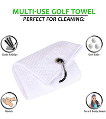 Mobilecaddy Tri-fold microfibre golf towel for golf bag with clip