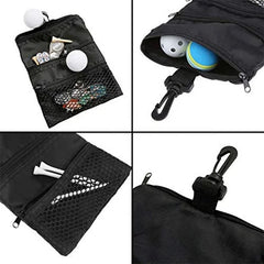 Pochette pour accessoires de golf - Fermeture à glissière multi-poches avec crochet pour sac/accessoires de golf Support en nylon durable