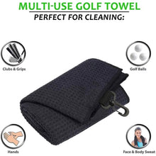 Charger l\&#39;image dans la visionneuse de la galerie, Mobilecaddy Serviette de golf en microfibre à trois plis pour sac de golf avec clip
