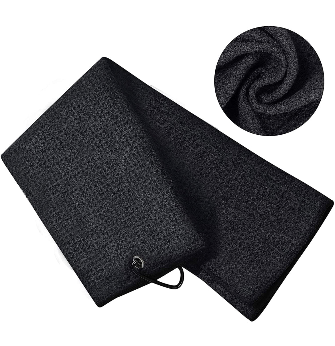 Mobilecaddy Tri-fold microfibre golf towel for golf bag with clip