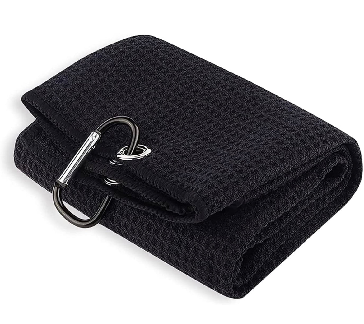 Mobilecaddy Tri-fold microfibre golf towel for golf bag with clip